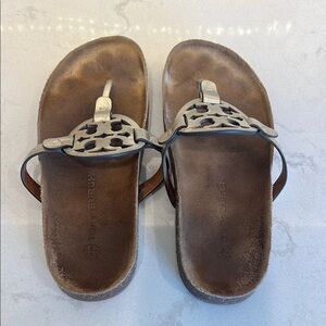 Tory Burch Brown Sandals with Metallic Accents